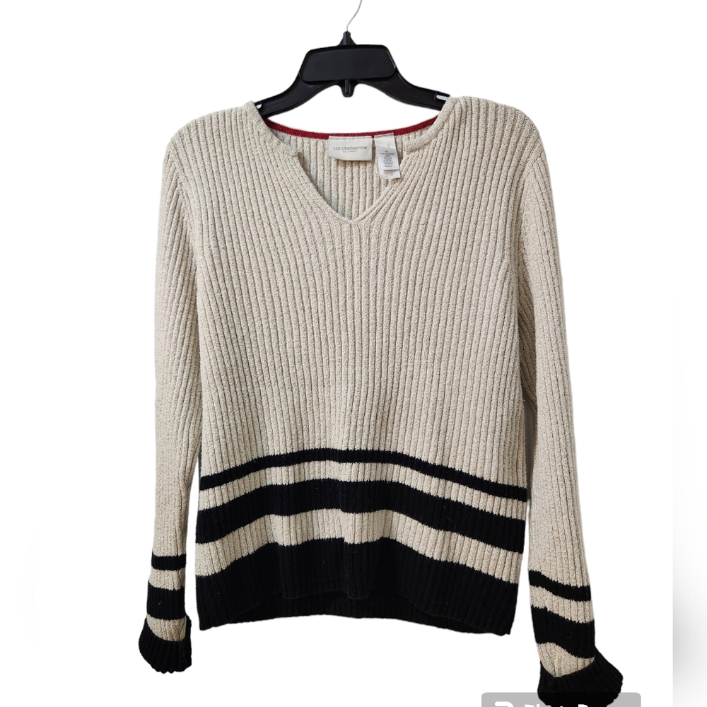Liz Claiborne beige and black sweater size medium